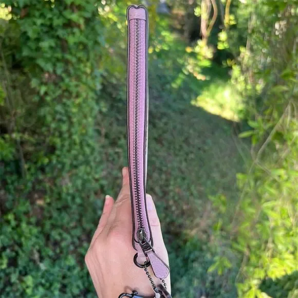 COACH Women's Pebble Leather Wristlet Wallet in Purple Ice w Silver Hardware NWT - Picture 5 of 11